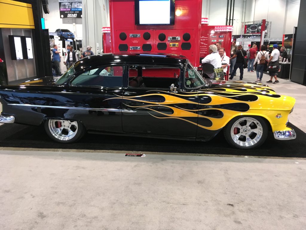 1955 Chevy with classic hot rod flames